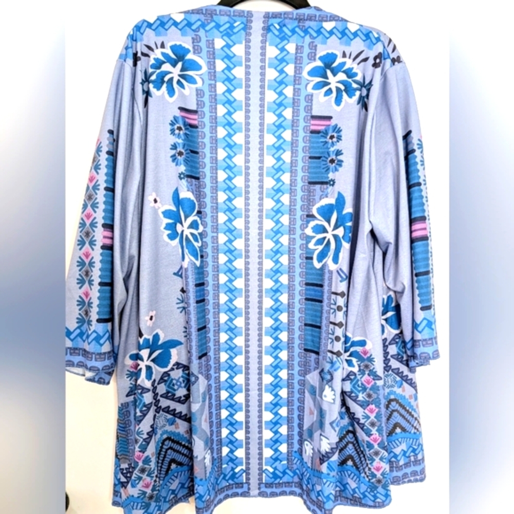 MISSLOOK 4XL Blue and Purple Geometric Kimono - Picture 3 of 6